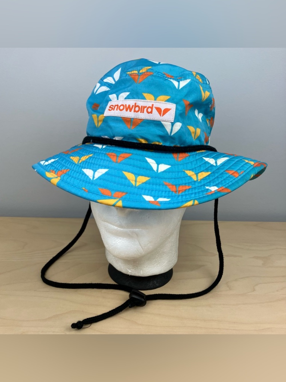 Snowbird Bucket Sun Boonie Hat Blue Pattern Size XS/S With Drawstring